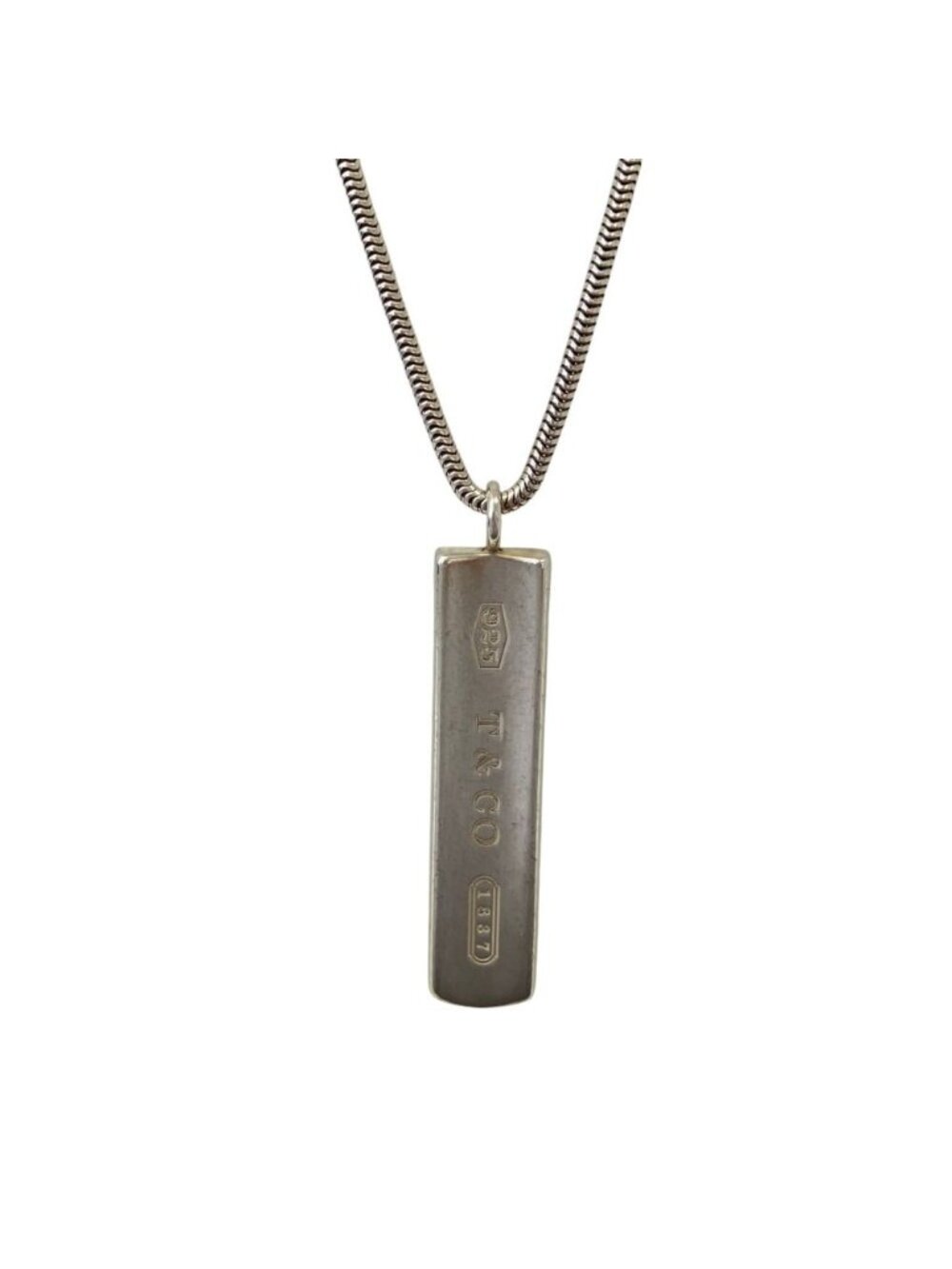 Tiffany & Co 1837 Narrow Bar Necklace 925 Sterling Silver